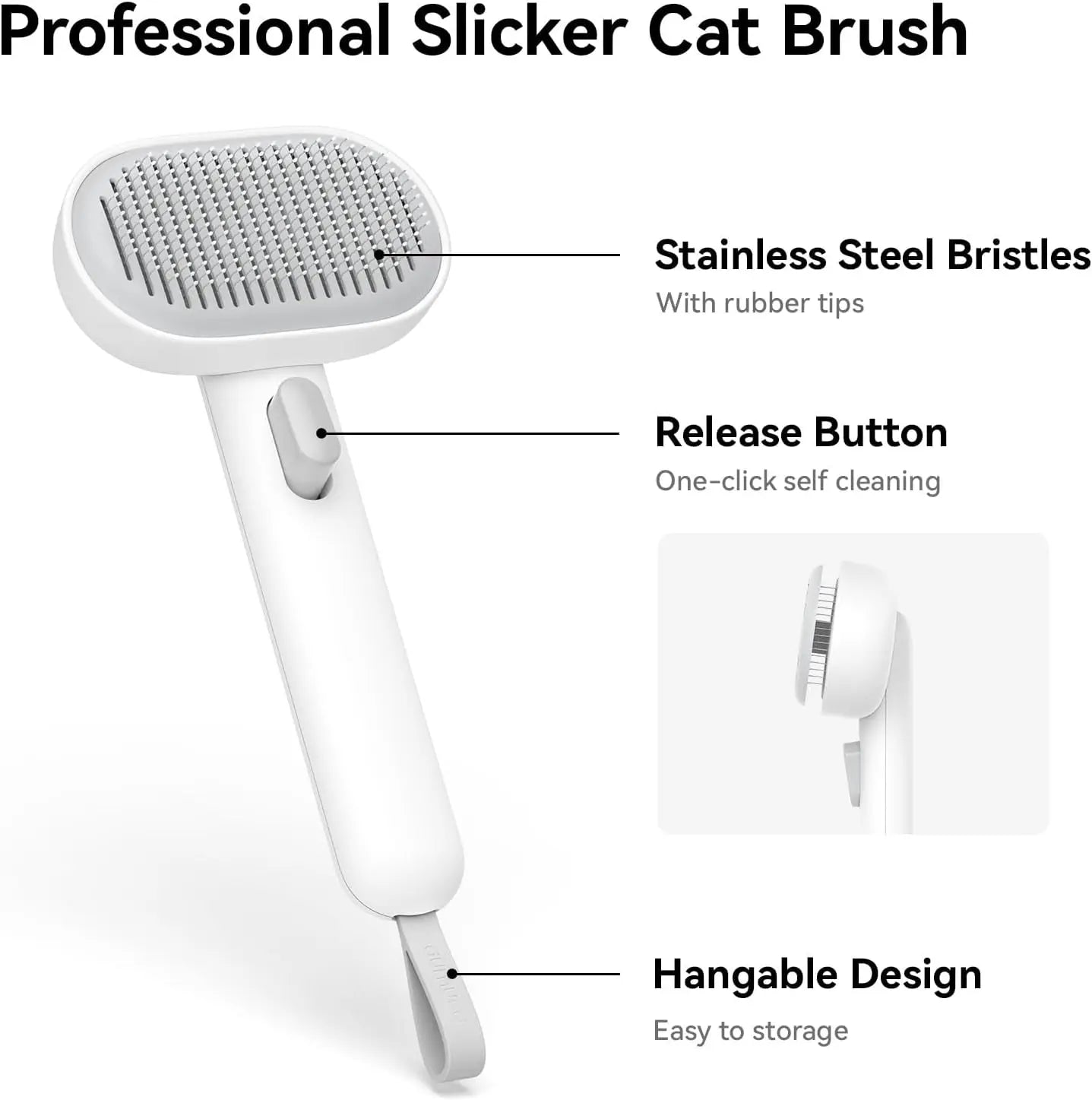 Self Cleaning Cat Brush for Shedding & Massage Short Long Hair Grooming