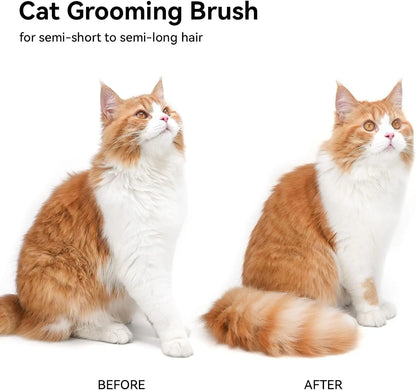 Self Cleaning Cat Brush for Shedding & Massage Short Long Hair Grooming