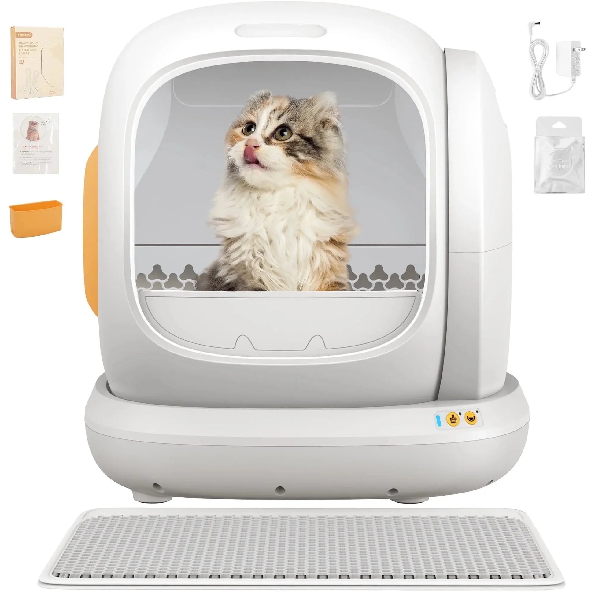 Self-Cleaning Cat Litter Box 75L XL Smart Auto Box w/ APP, Odor Control & Safety White