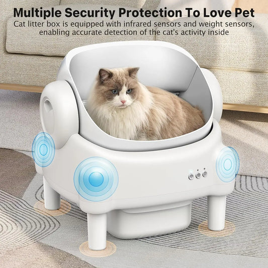 Self-Cleaning WiFi Litter Box for Multiple Cats with App Control