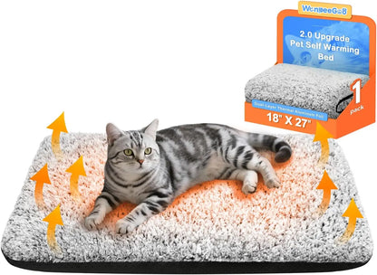 Self Warming Cat Bed – Dual Foil, Washable Cover, Non-Slip Gray 18"X27"