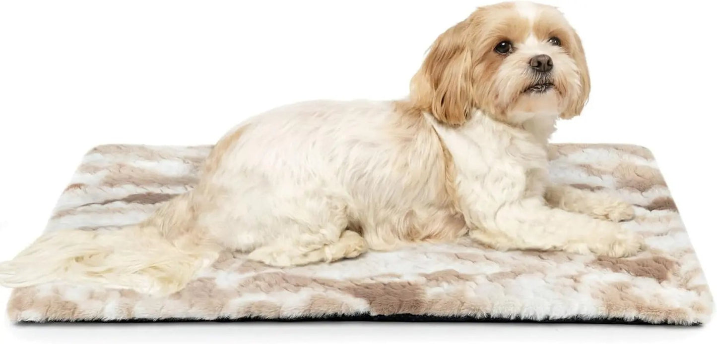Self‑Warming Pet Bed, Ultra‑Soft Heated Pad w/ Washable Cover, For Dogs & Cats Brown 30 X 20 In