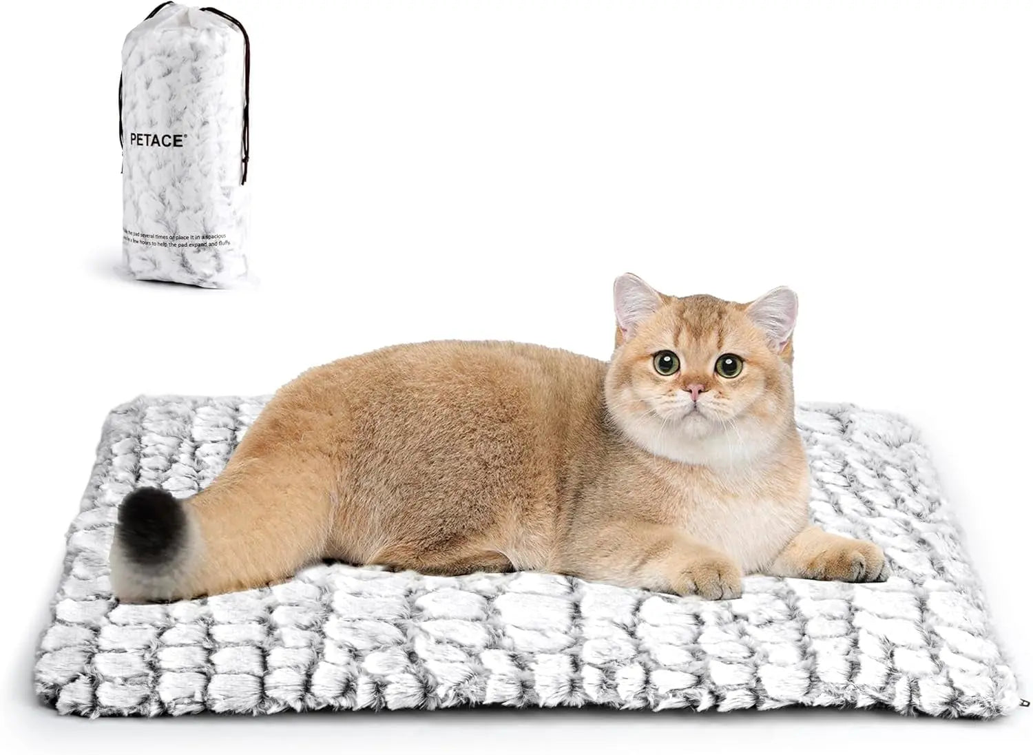 Self‑Warming Pet Bed, Ultra‑Soft Heated Pad w/ Washable Cover, For Dogs & Cats White 24 X 18 In