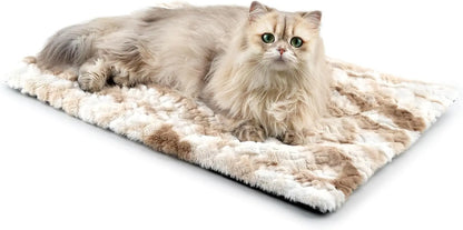 Self‑Warming Pet Bed, Ultra‑Soft Heated Pad w/ Washable Cover, For Dogs & Cats Brown 24 X 18 In