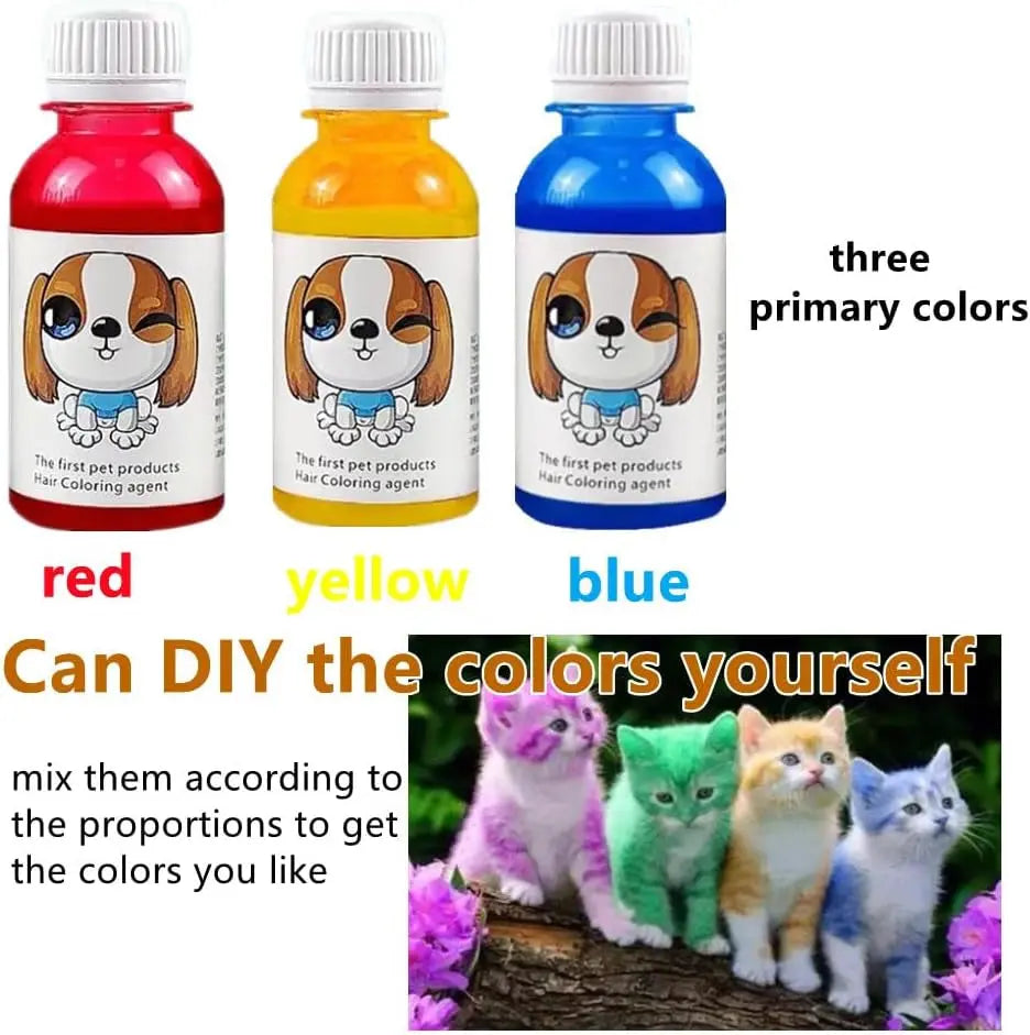 Semi-Permanent Dog Hair Dye 3-Pack – Long-Lasting, Safe, Mixable Pet Colors
