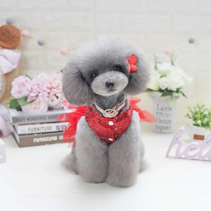 Sequin Bow Party Dress for Small Dogs Formal Dance Outfit All Sizes