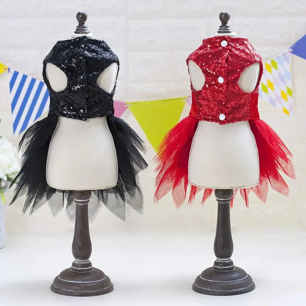 Sequin Bow Party Dress for Small Dogs Formal Dance Outfit All Sizes