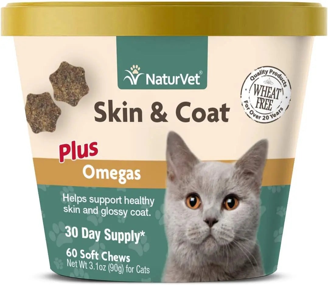 Skin & Coat Plus Omegas for Cats – 60 Soft Chews Pet Vitamins 60 Soft Chews