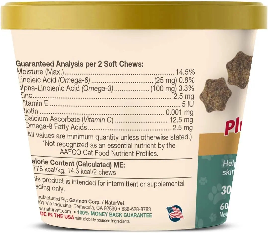 Skin & Coat Plus Omegas for Cats – 60 Soft Chews Pet Vitamins