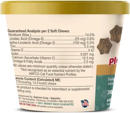 Skin & Coat Plus Omegas for Cats – 60 Soft Chews Pet Vitamins