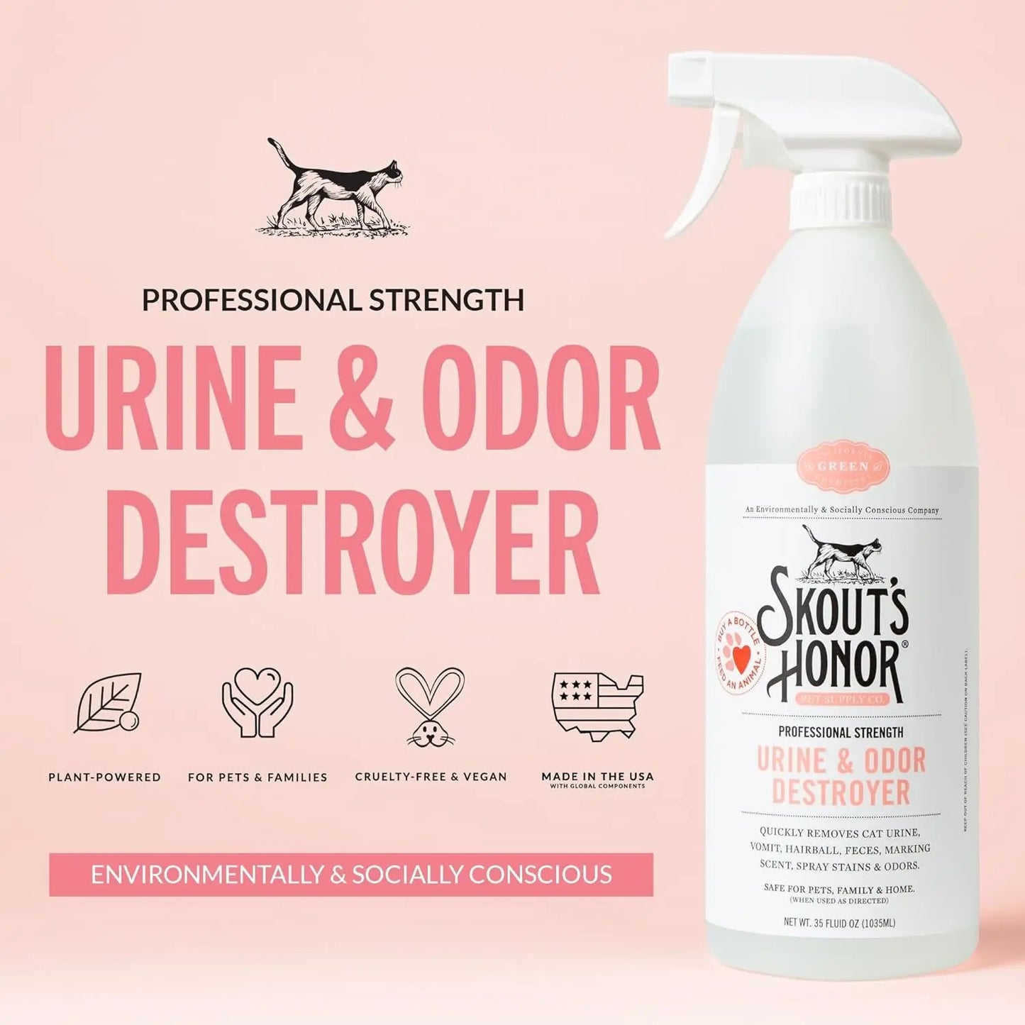 Skout's Honor Cat Urine & Odor Destroyer 35oz Carpet Cleaner Pro Strength