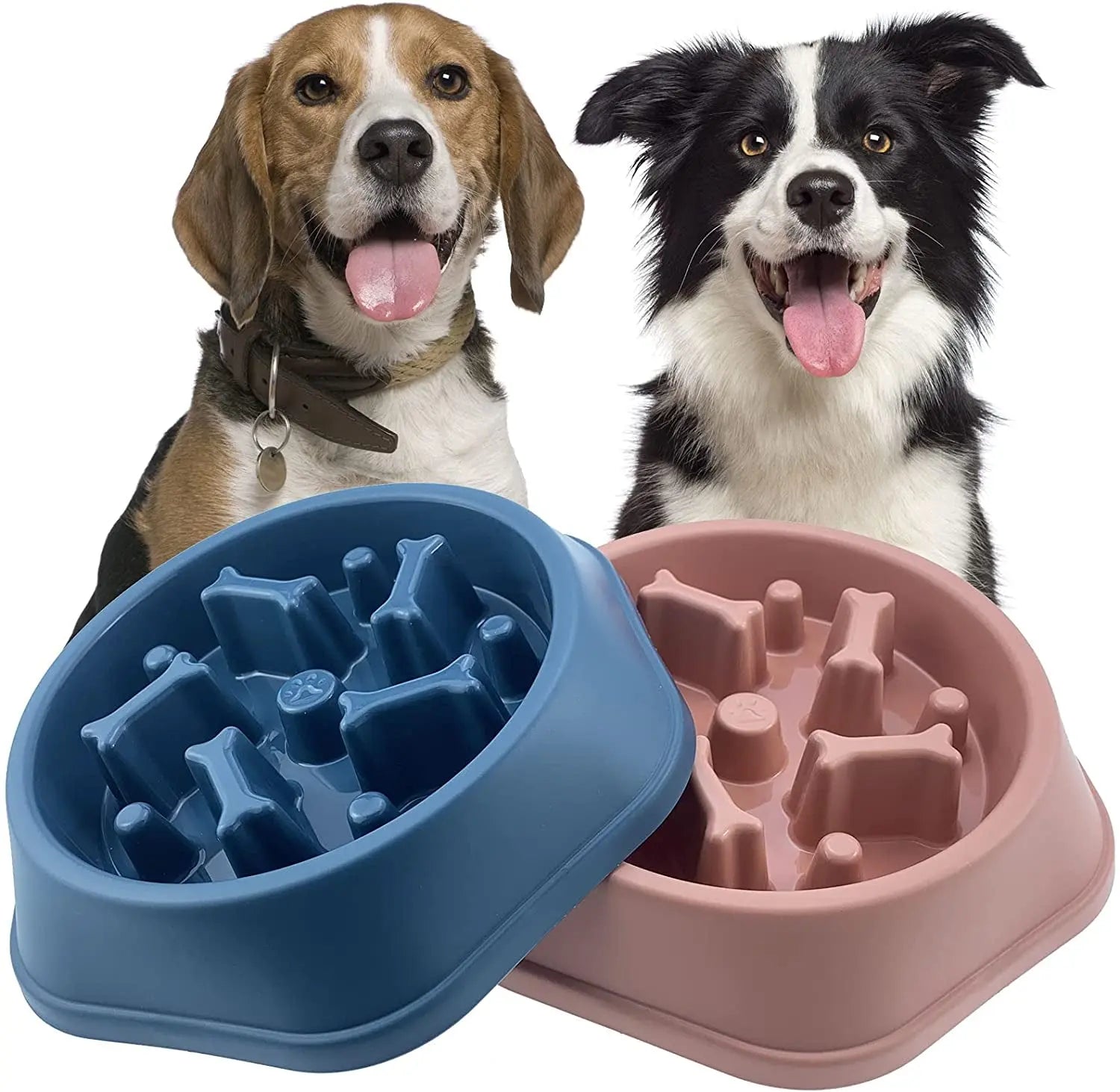 Slow Feeder Dog Bowl – Anti-Gulping, Non-Slip Design for Healthy Eating & Reduced Bloat in Small and Medium Dogs C.Blue+Pink