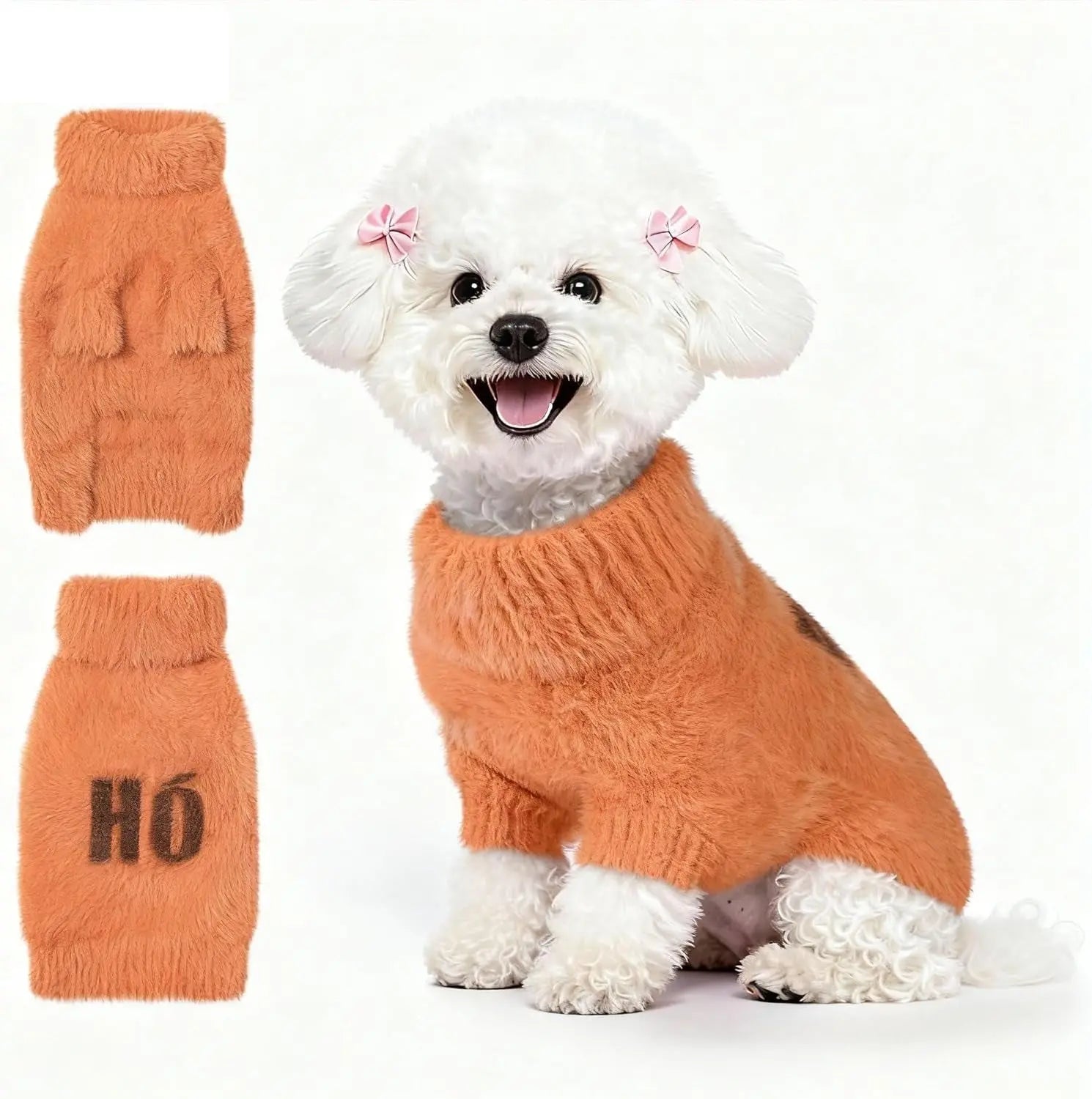 Small Dog Warm Turtleneck Cable Knit Sweater Thermal Pullover All Colors F Orange(Order One Size Up) Medium