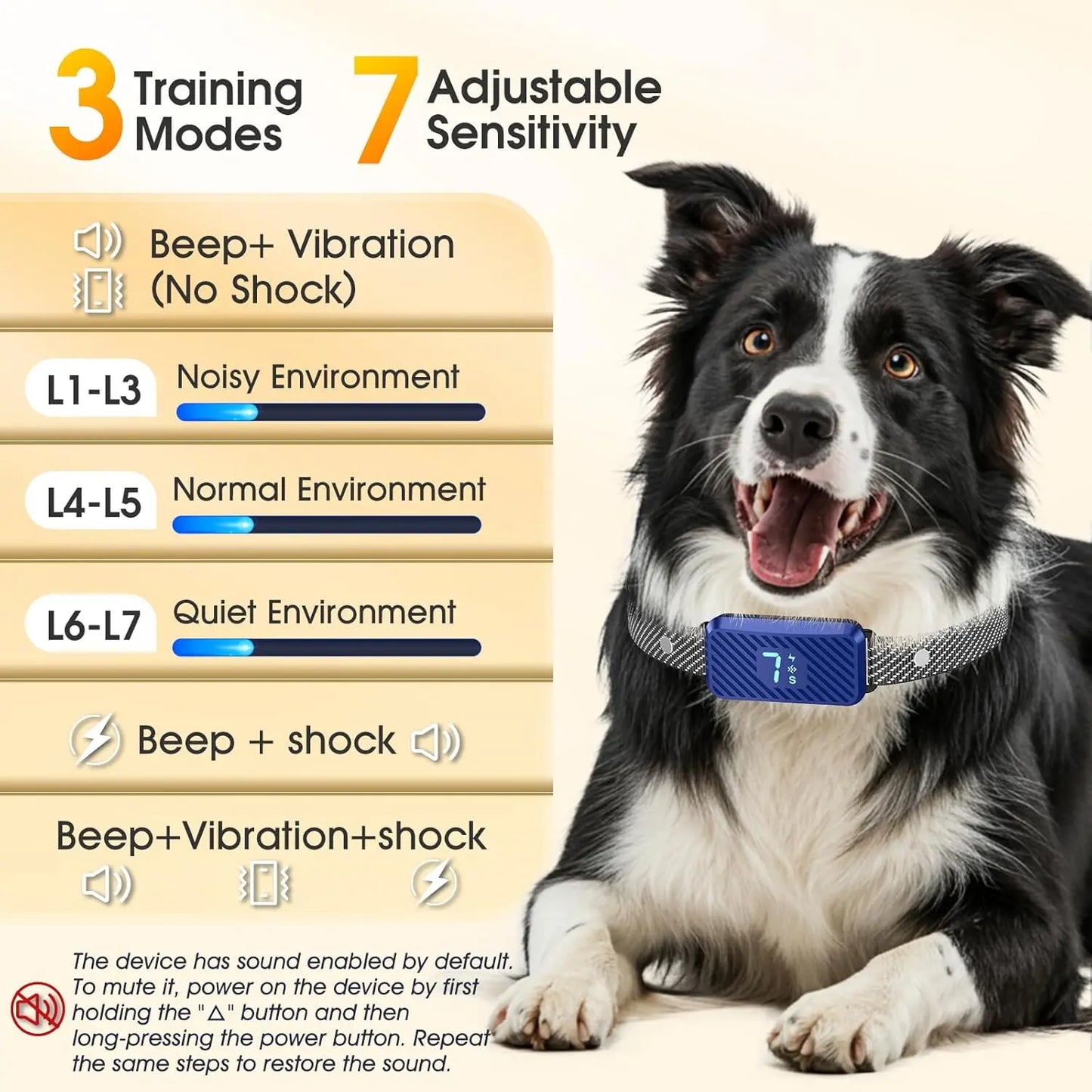 Smart AI Bark Collar for Dogs – Rechargeable Humane No-Shock Training Collar
