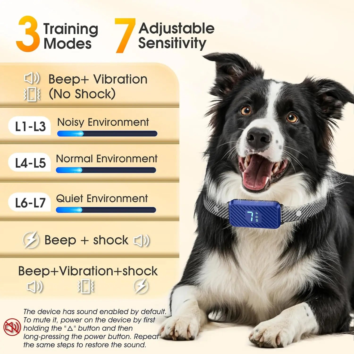 Smart AI Bark Collar for Dogs – Rechargeable Humane No-Shock Training Collar