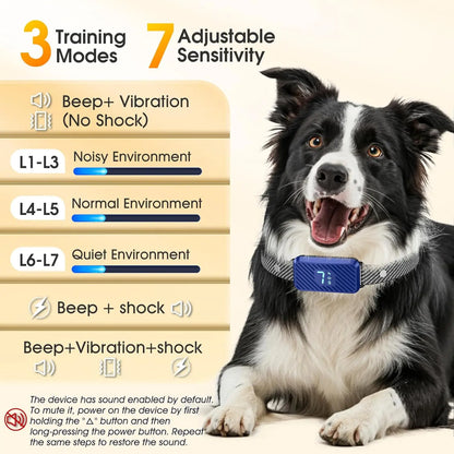 Smart AI Bark Collar for Dogs – Rechargeable Humane No-Shock Training Collar