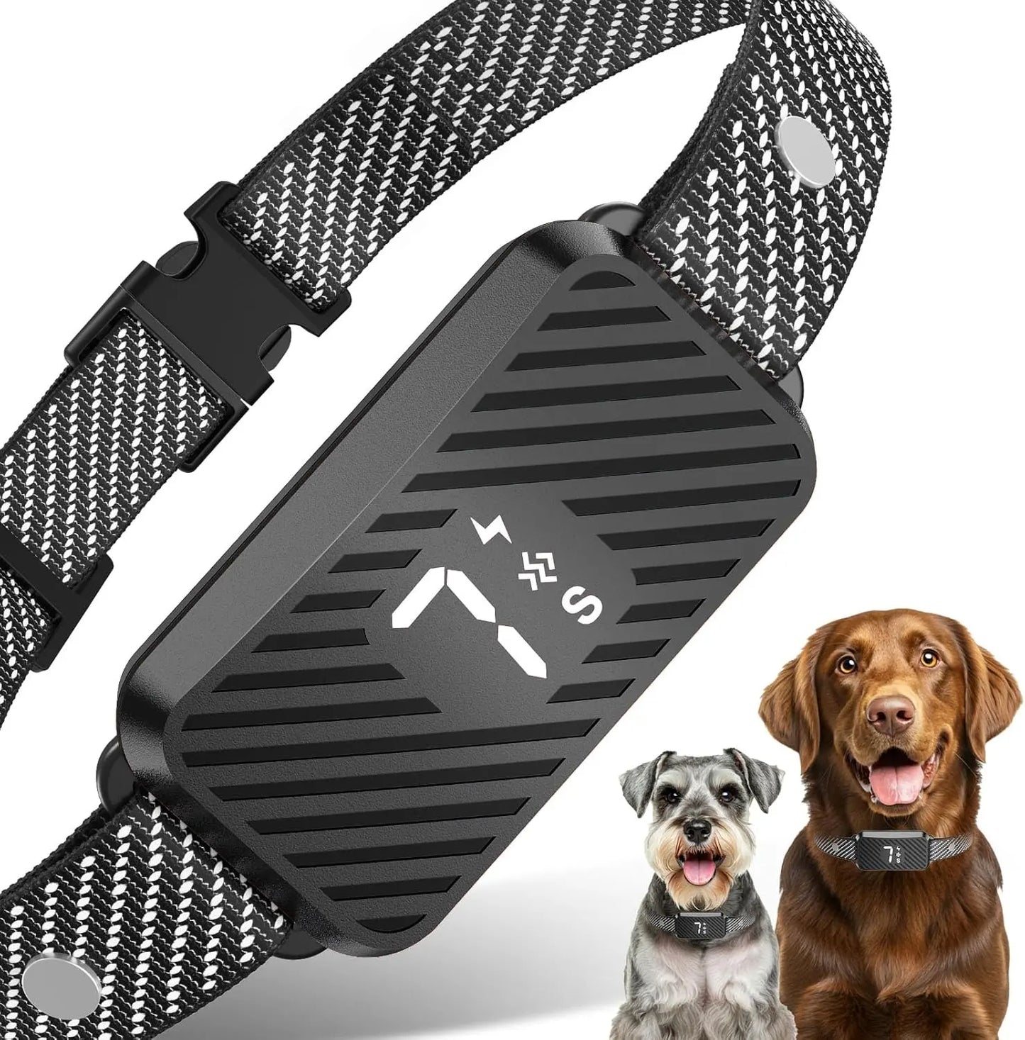 Smart AI Bark Collar for Dogs – Rechargeable Humane No-Shock Training Collar Light Black