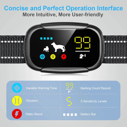 Smart Anti-Bark Dog Collar – 4 Training Modes, Waterproof and Adjustable Fit