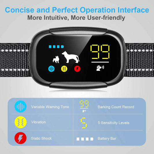 Smart Anti-Bark Dog Collar – 4 Training Modes, Waterproof and Adjustable Fit