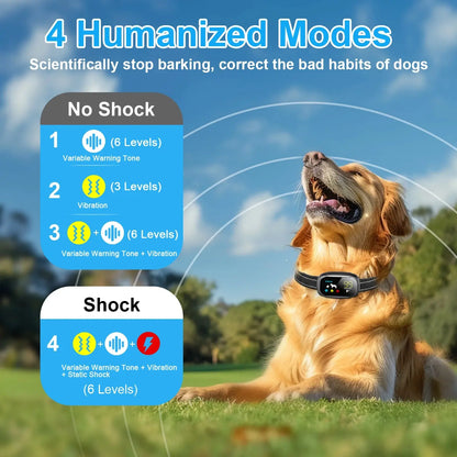 Smart Anti-Bark Dog Collar – 4 Training Modes, Waterproof and Adjustable Fit