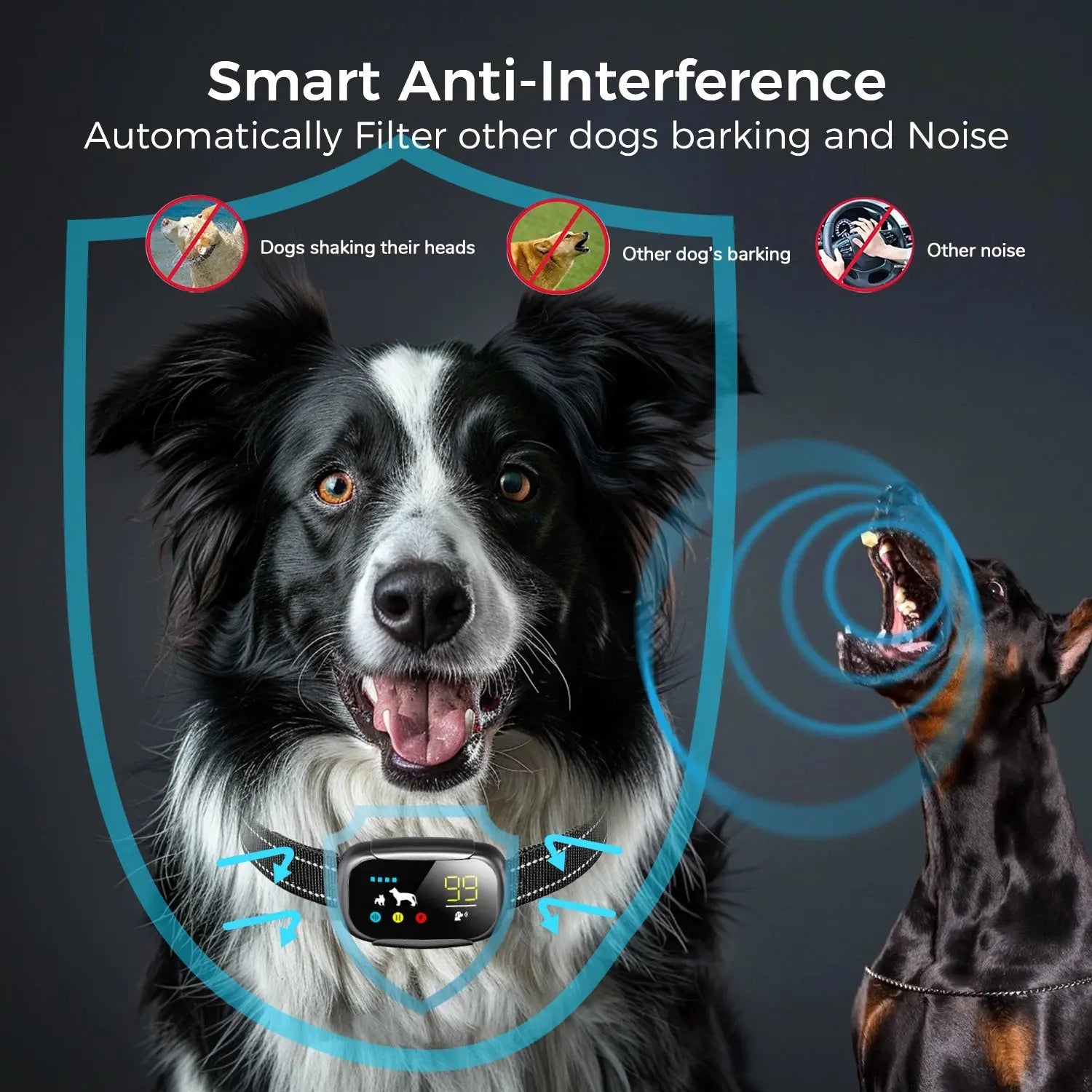 Smart Anti-Bark Dog Collar – 4 Training Modes, Waterproof and Adjustable Fit