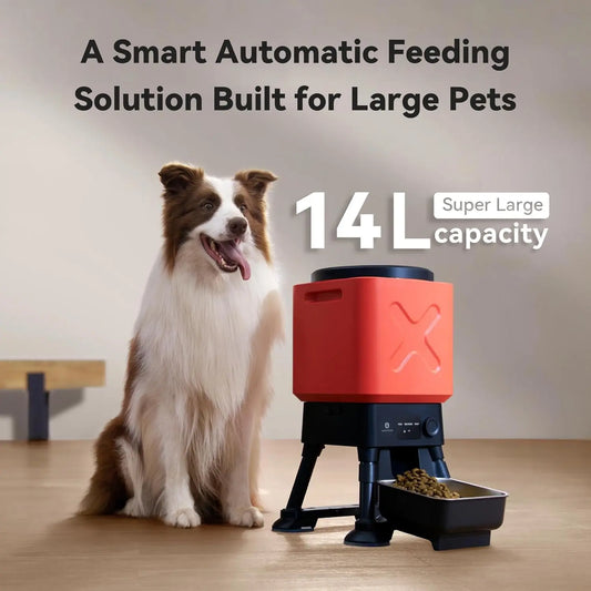 Smart Automatic Dog Feeder 14L – WiFi App Control & Dual Power For Large Dogs