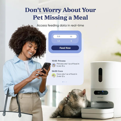 Smart Automatic Pet Feeder WiFi Scale App Control 3.6L Dual Power