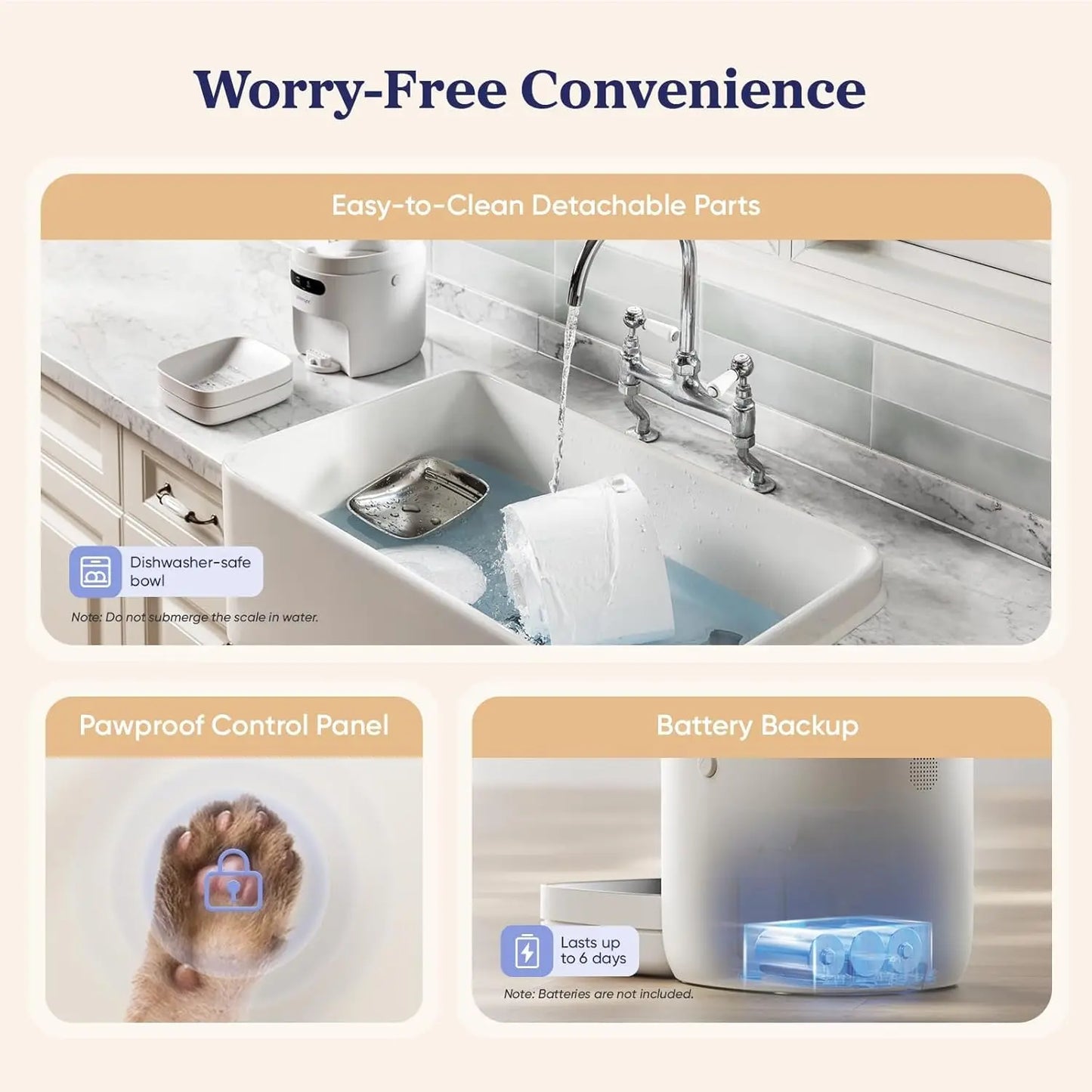 Smart Automatic Pet Feeder WiFi Scale App Control 3.6L Dual Power