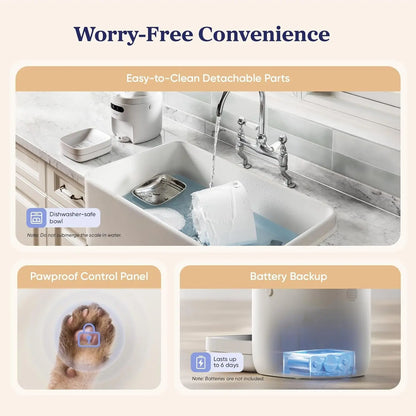 Smart Automatic Pet Feeder WiFi Scale App Control 3.6L Dual Power