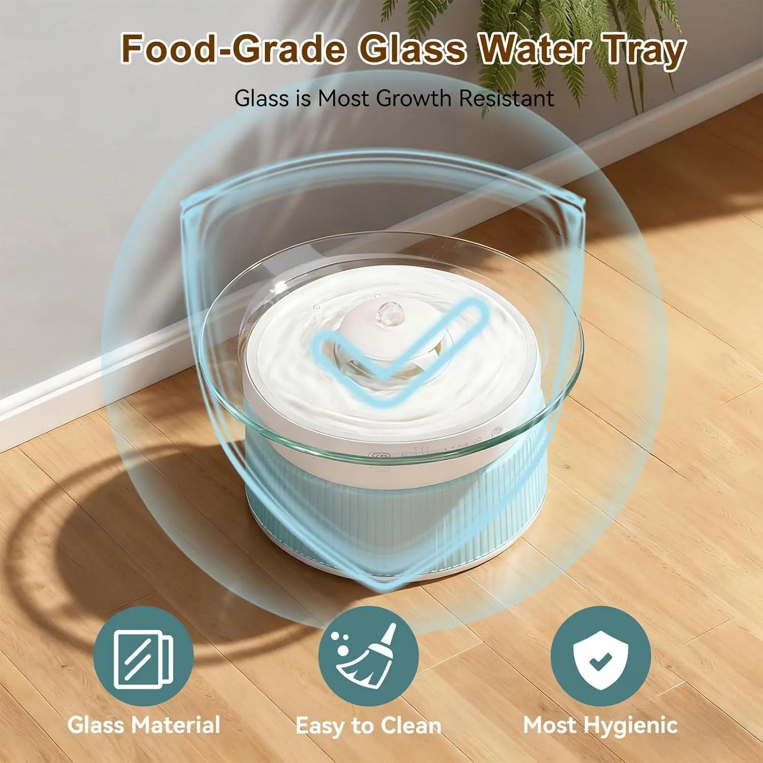Smart Cat Water Fountain Glass Wireless Filterless 2.5L Quiet Sensor