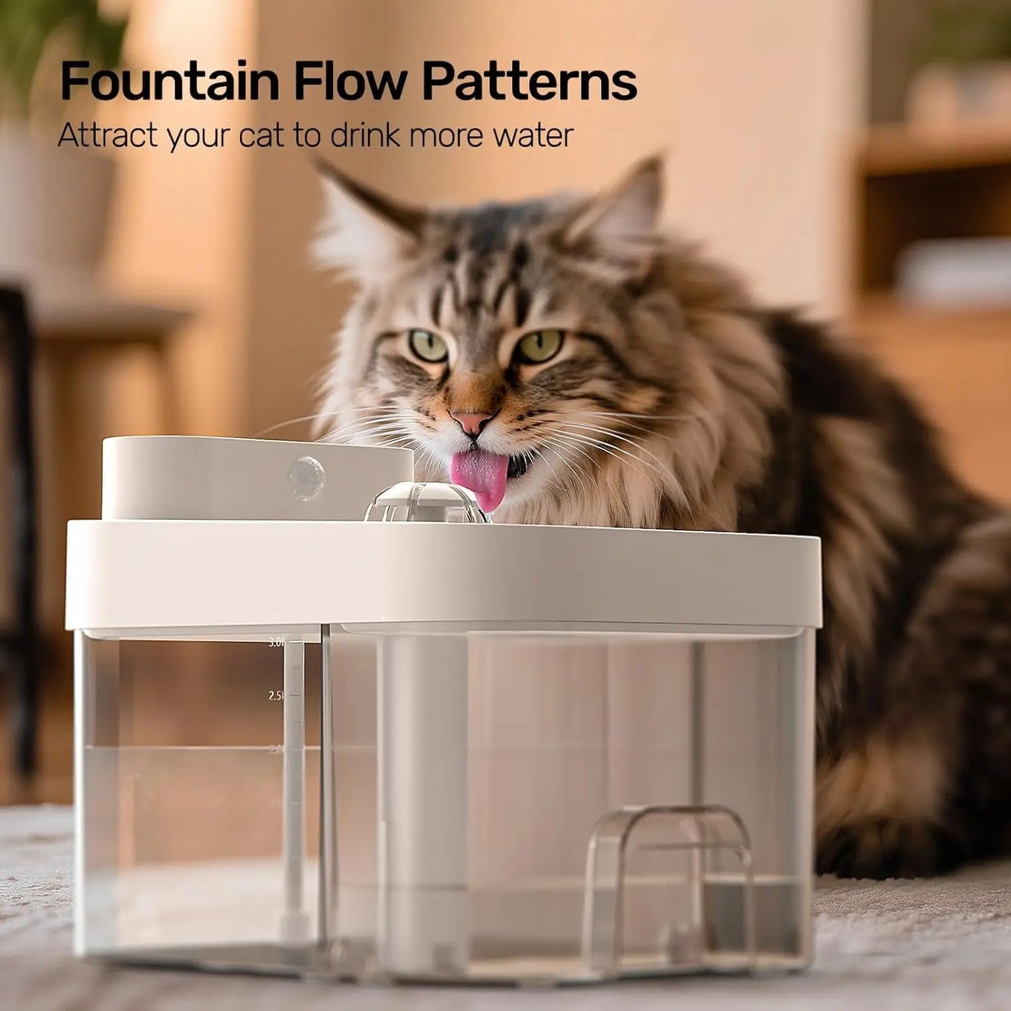 Smart Cat Water Fountain with App Monitoring Wi-Fi, 3L No-Filter System, Battery & Plug-In,