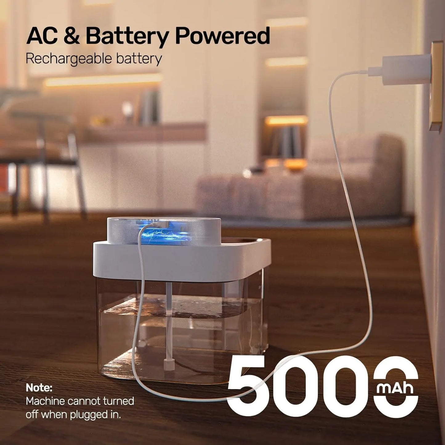 Smart Cat Water Fountain with App Monitoring Wi-Fi, 3L No-Filter System, Battery & Plug-In,