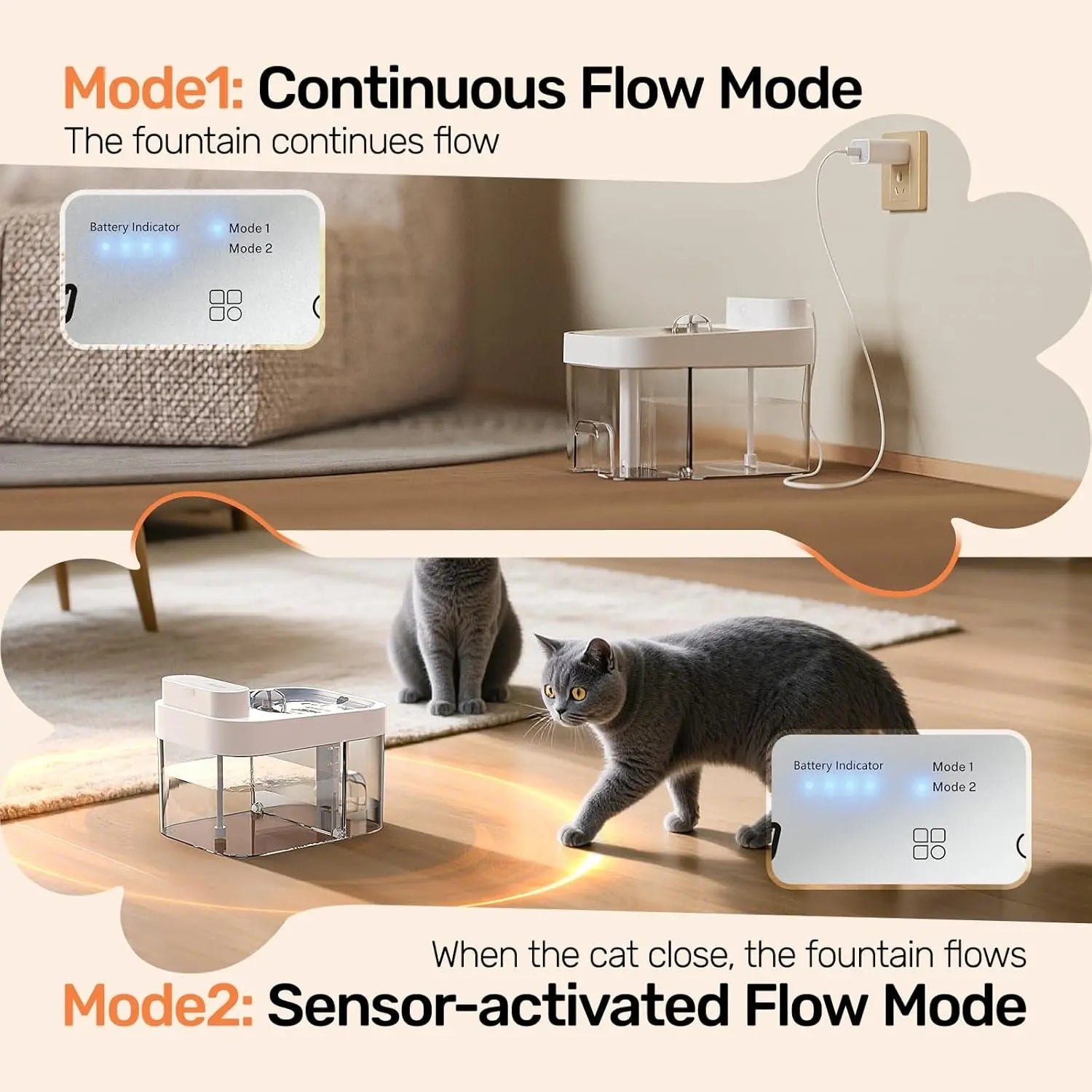 Smart Cat Water Fountain with App Monitoring Wi-Fi, 3L No-Filter System, Battery & Plug-In,