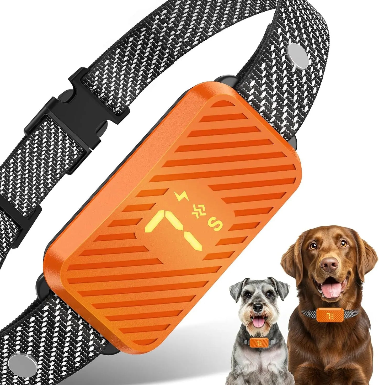 Smart Dog Bark Collar – Rechargeable No-Bark Training Collar w/ 3 Modes, 7 Levels Orange
