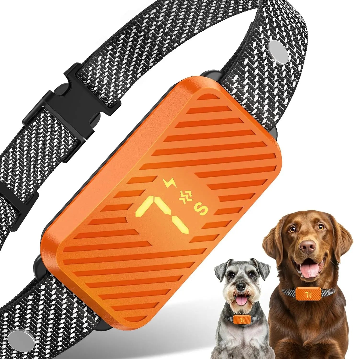 Smart Dog Bark Collar – Rechargeable No-Bark Training Collar w/ 3 Modes, 7 Levels Orange