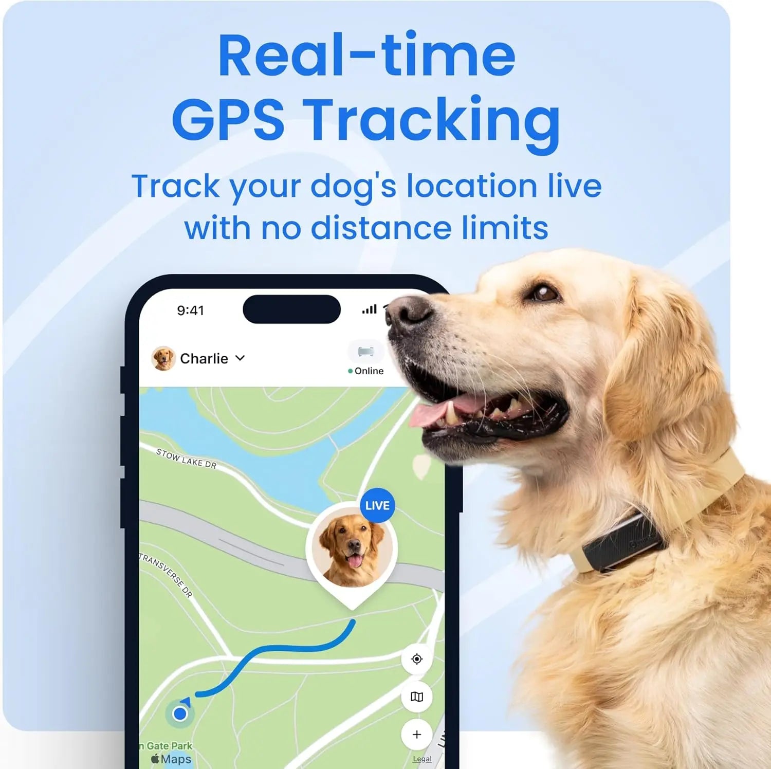 Smart Dog GPS Tracker with Virtual Fence, Vital Signs & Bark Monitoring, Waterproof Collar Attachment