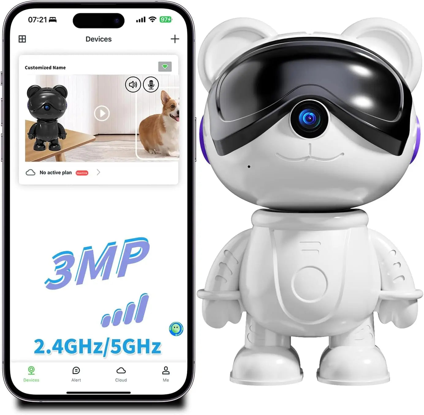 Smart Home 2K Pet Camera – Dual-Band WiFi, Motion & Pet Monitor White