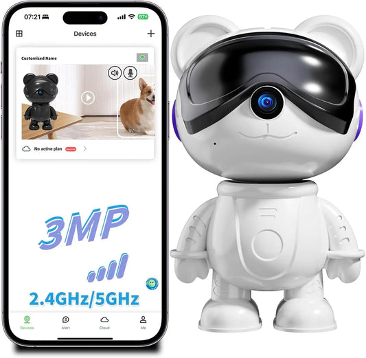 Smart Home 2K Pet Camera – Dual-Band WiFi, Motion & Pet Monitor White