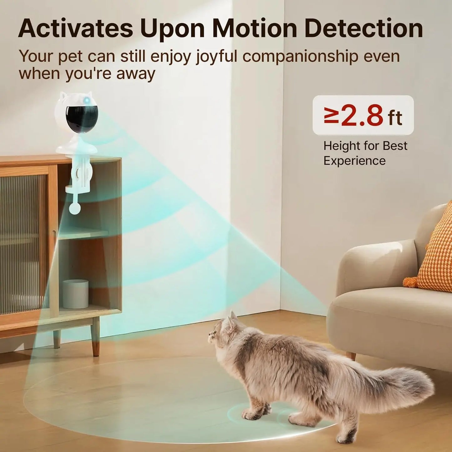 Smart Motion-Activated Cat Laser Toy, Rechargeable Clamp-On Interactive Toy