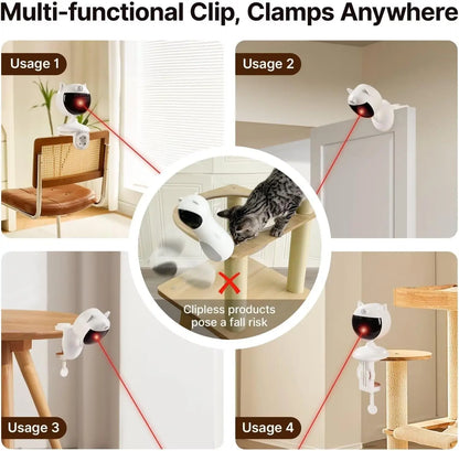 Smart Motion-Activated Cat Laser Toy, Rechargeable Clamp-On Interactive Toy