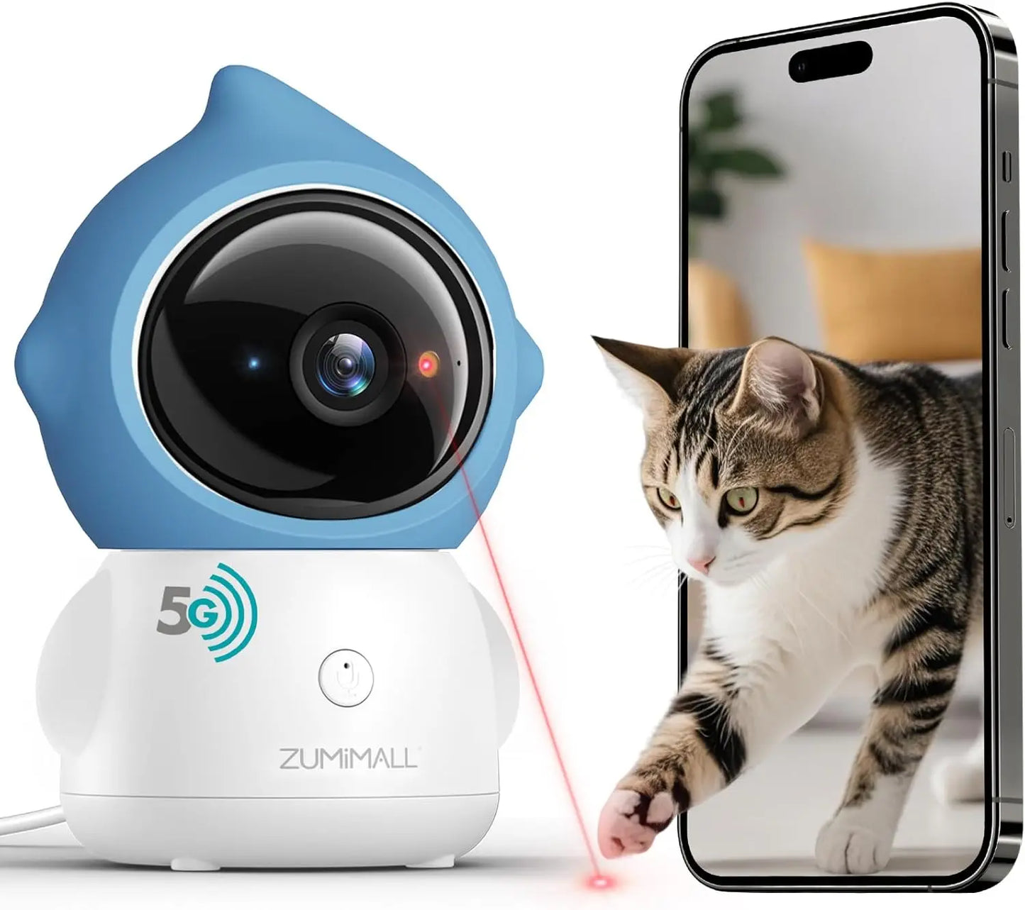 Smart Pet Camera with Laser Toy 3MP Auto Tracking 5G/2.4G WiFi Alexa Compatible