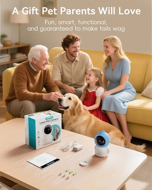 Smart Pet Camera with Laser Toy 3MP Auto Tracking 5G/2.4G WiFi Alexa Compatible