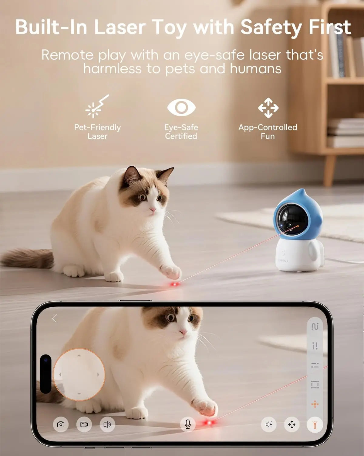 Smart Pet Camera with Laser Toy 3MP Auto Tracking 5G/2.4G WiFi Alexa Compatible
