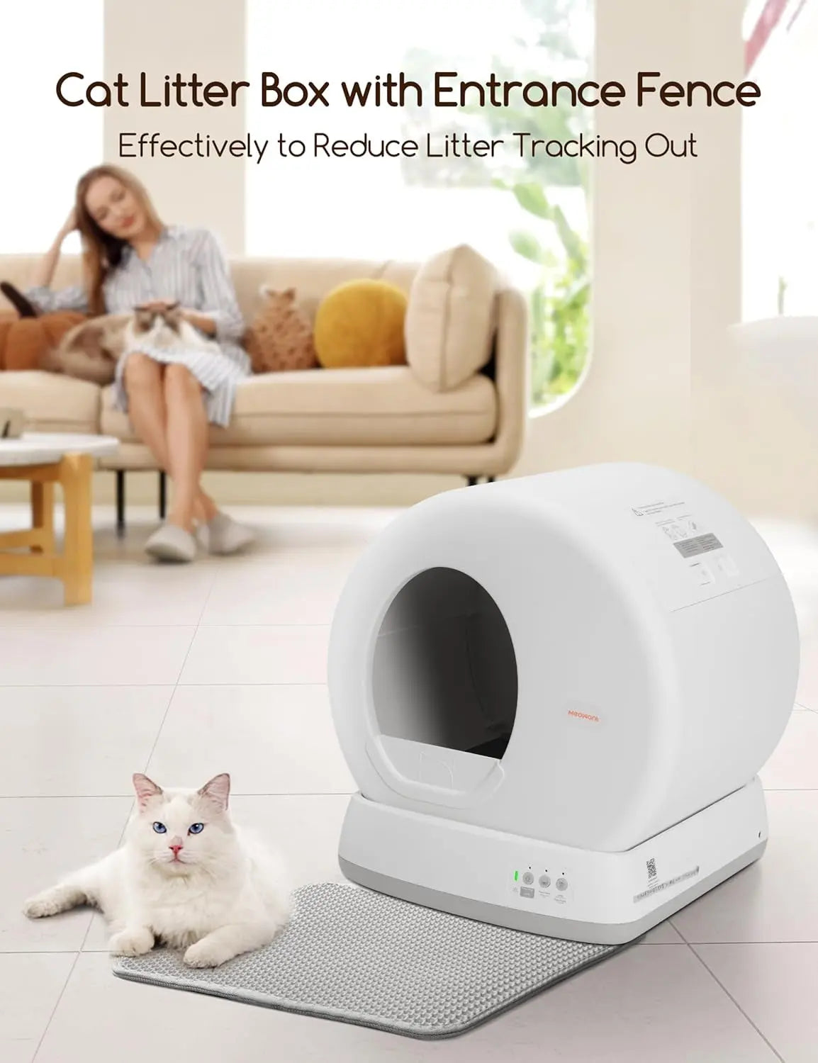Smart Self-Cleaning Cat Litter Box App Control Odor Removal Large Multi Cat