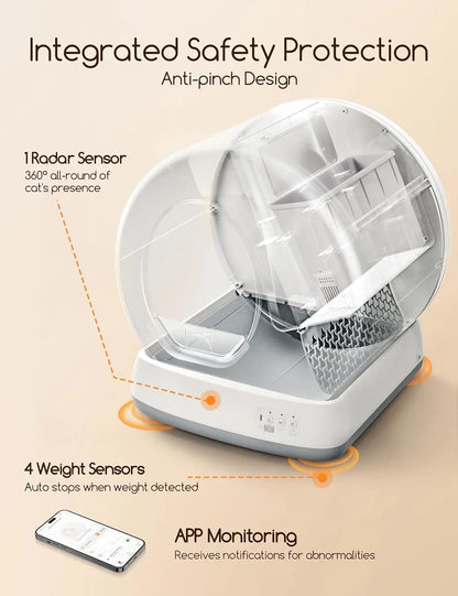 Smart Self-Cleaning Cat Litter Box App Control Odor Removal Large Multi Cat