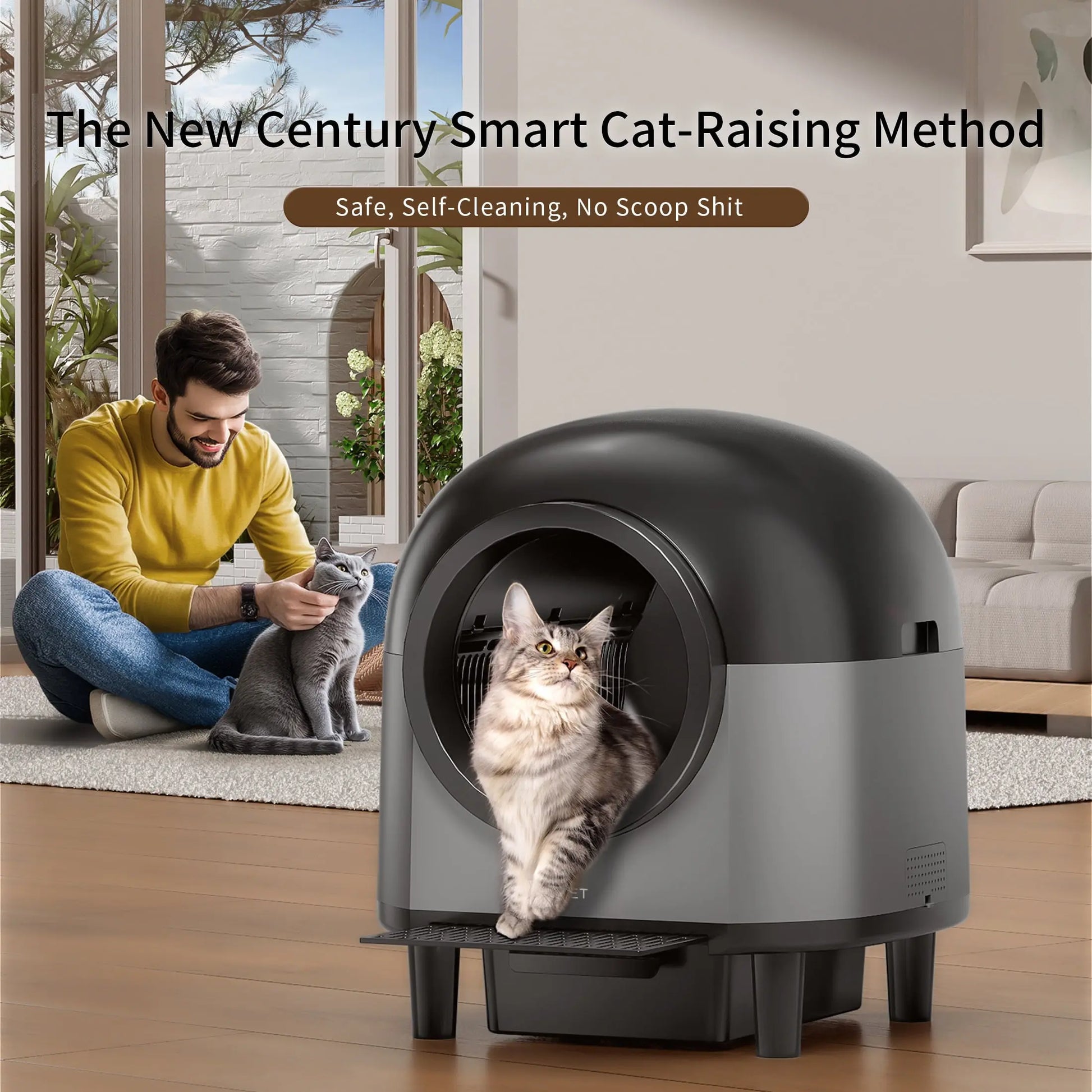 Smart Self-Cleaning Cat Litter Box – Large 100L Capacity, APP Control, Odor-Free Black Litter Box for Multiple Cats