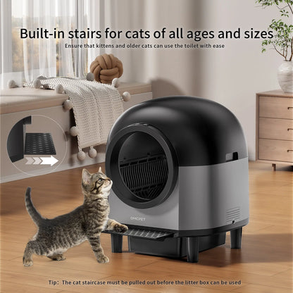 Smart Self-Cleaning Cat Litter Box – Large 100L Capacity, APP Control, Odor-Free Black Litter Box for Multiple Cats