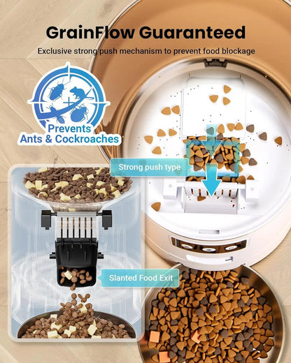 Smart WiFi Cat Feeder 6L 3-Bowl Automatic Food Dispenser w/ Voice & Anti-Jam