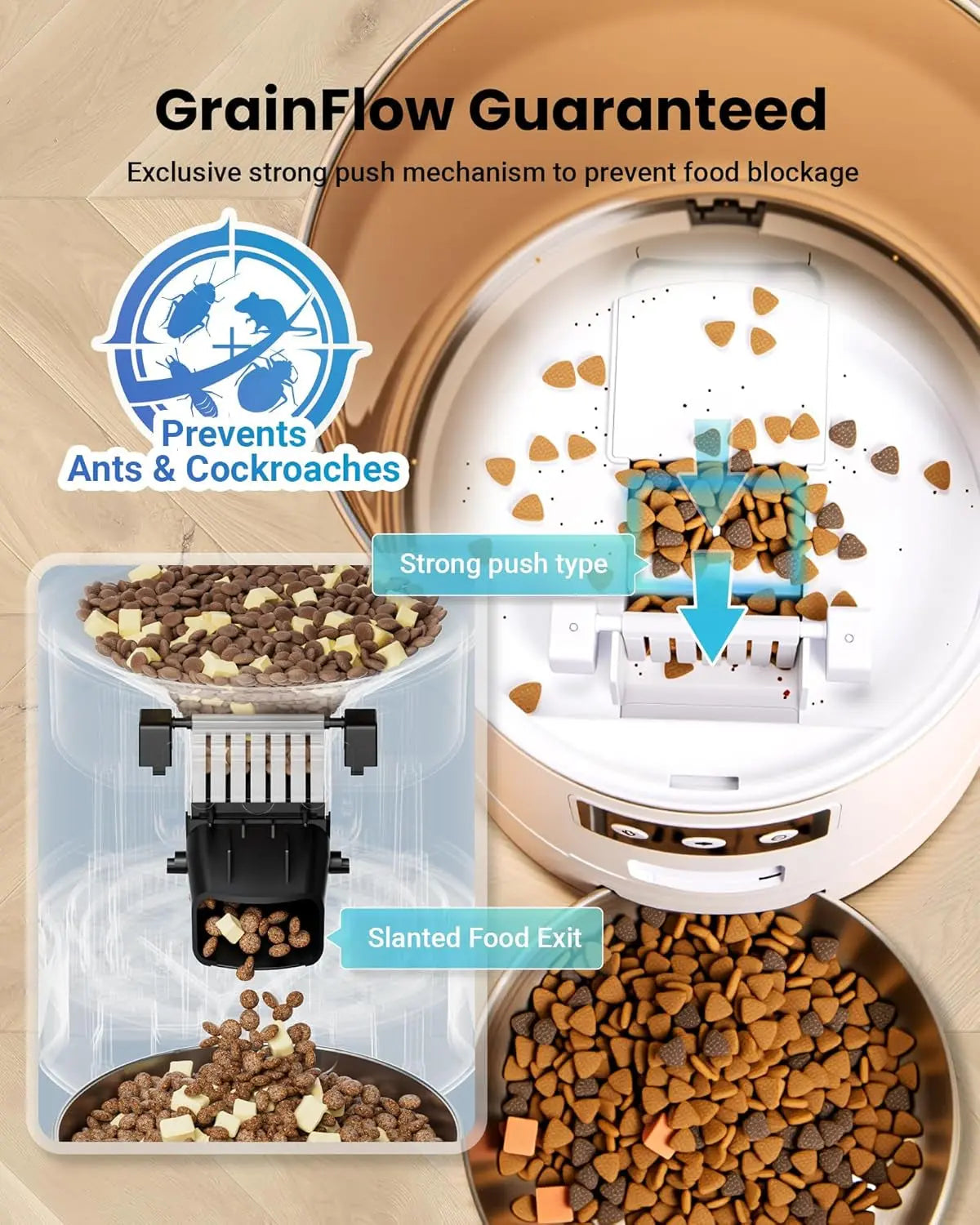 Smart WiFi Cat Feeder 6L 3-Bowl Automatic Food Dispenser w/ Voice & Anti-Jam