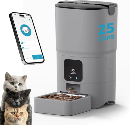 Smart WiFi Cat Feeder 6L – App-Controlled Auto Pet Feeder w/ Alexa & Dual Power Grey